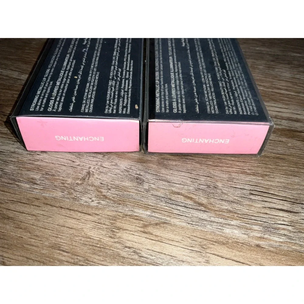 Huda Beauty Lip Strobe Enchanting Metallic Gloss Prismatic Set of 2 New lips